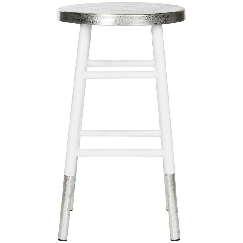 Kenzie Silver Dipped Counter Stool - FOX3211 - White/Silver - Safavieh Couture