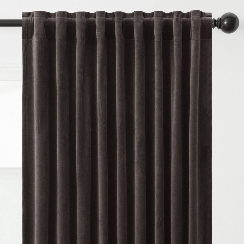 Chanasya 2pk Solid Velvet Room Darkening Blackout Privacy Window Curtain Panels - Set of 2 - 52 x 96 Inches Long - Charcoal