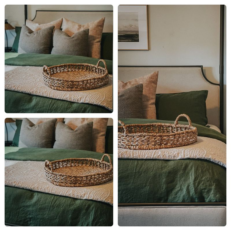 Peace Nest Linen Duvet Cover Set, Durable, Breathable & Moisture-Wicking, 3 Piece Bedding Set with Pillow Shams, Green, King, 106"x90"