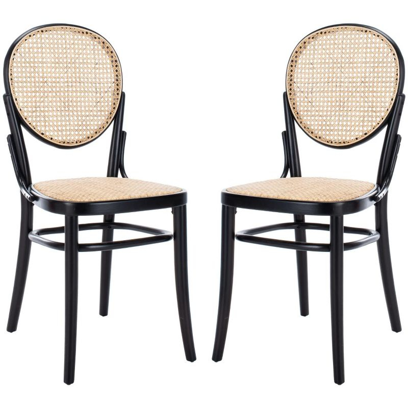 Sonia Cane Dining Chair (Set of 2) - DCH9504 - Black/Natural - Safavieh