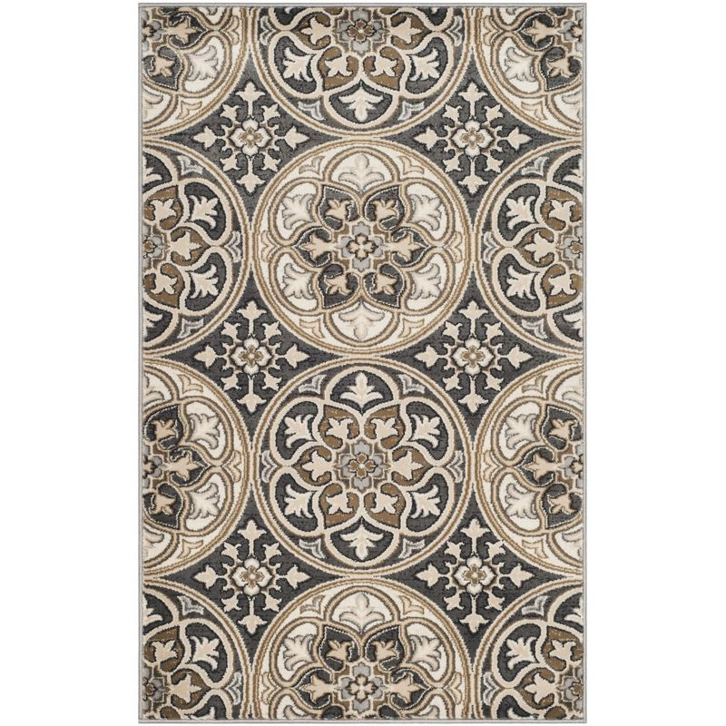 Lyndhurst LNH341 Power Loomed Area Rug - Light Grey/Beige - 4'x6' - Safavieh
