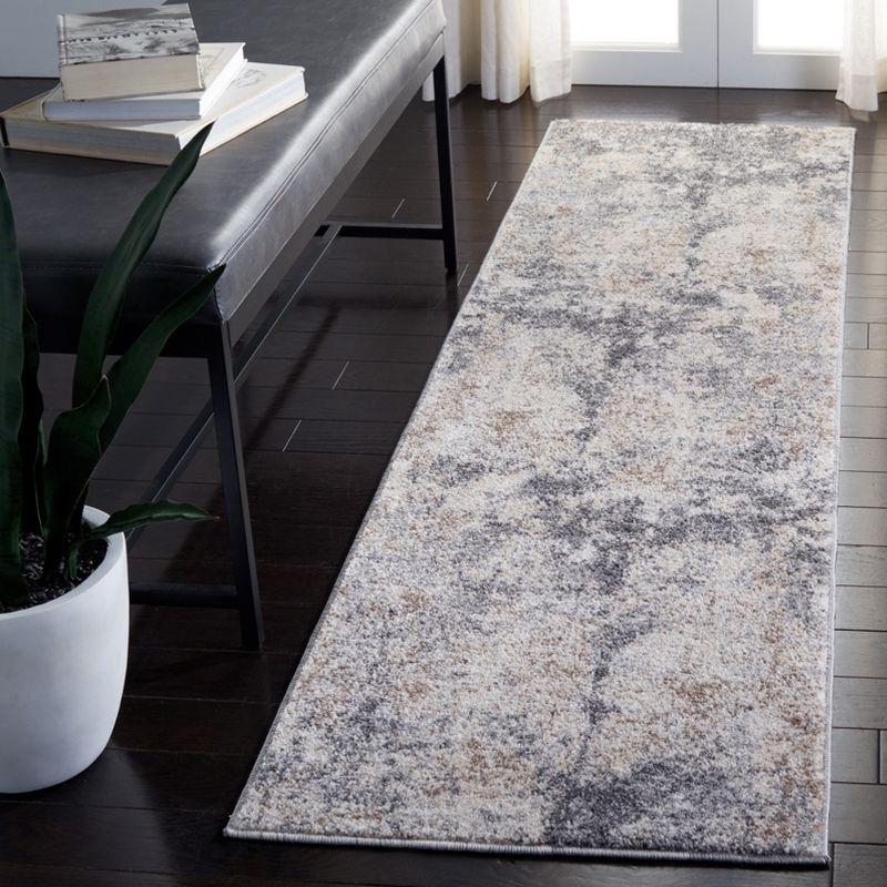 Aston ASN710 Power Loomed Runner Rug - Light Grey/Grey - 2'x13' - Safavieh.
