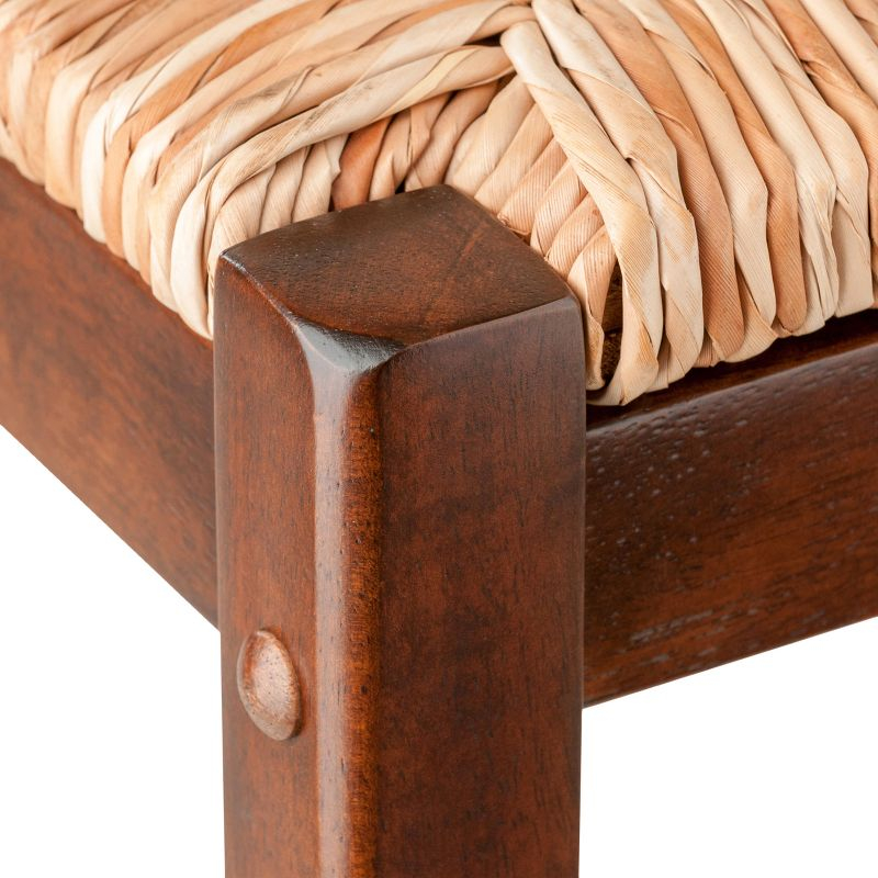 2pc Kaden Set Barstool Rush Seat Walnut - Winsome: Woven Square, Wooden Frame, Fixed Height