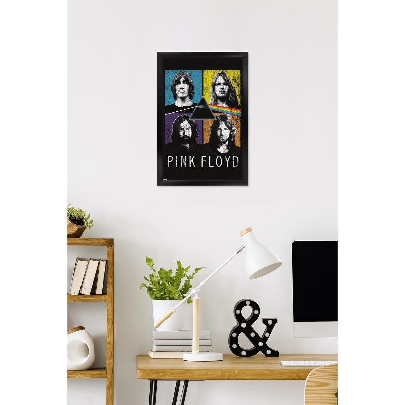 Trends International Pink Floyd - The Dark Side Of The Moon Quad Framed Wall Poster Prints Black Framed Version 14.725" x 22.375"