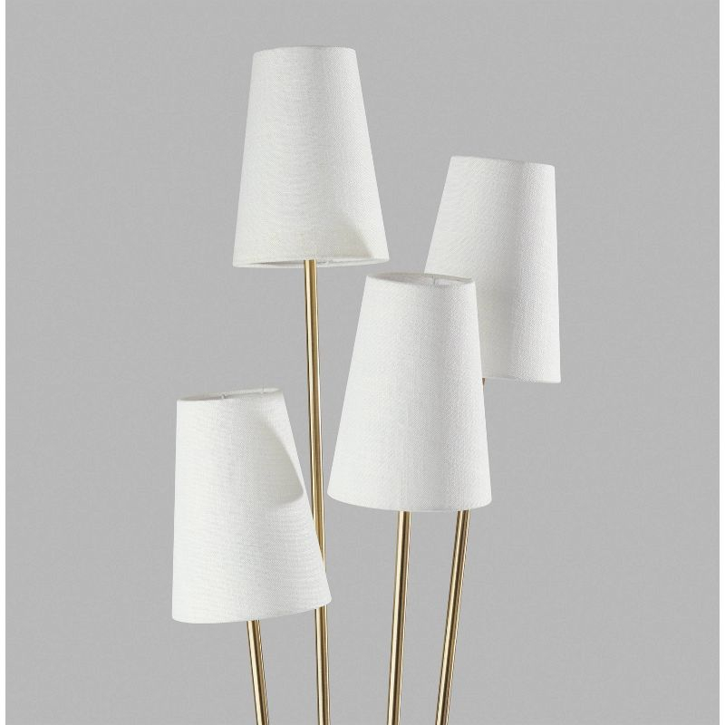 Wentworth Floor Lamp Natural - Adesso: Asymmetrical 4-Arm, Mid-Century Modern Design, Off-White Shades