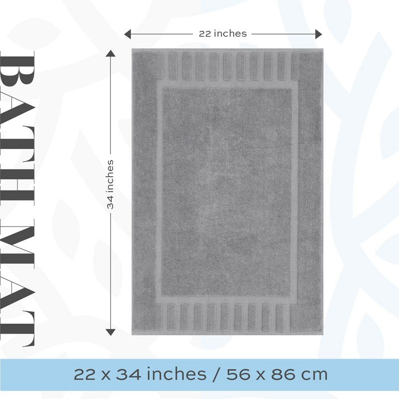 White Classic Cotton Bath Mat Floor Towel [Not a Rug] 2-Pack - 22x34"  Light-Grey