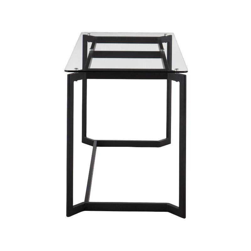 Masters Modern Computer Desk Steel/Glass Black/Clear - LumiSource: Mid-Century Style, Tempered Surface, No Storage
