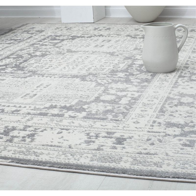 Rugs America Gallagher GL55G Canvas Sundara Vintage Transitional Gray Area Rug for Dining Room Rug Neutral Rug Living Room Rug Kitchen, 2'6"x8'