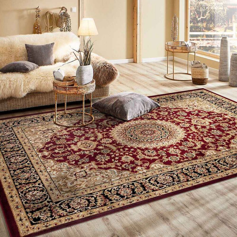 World Rug Gallery Traditional Oriental Medallion Area Rug - Burgundy 7'10" x 10'2"