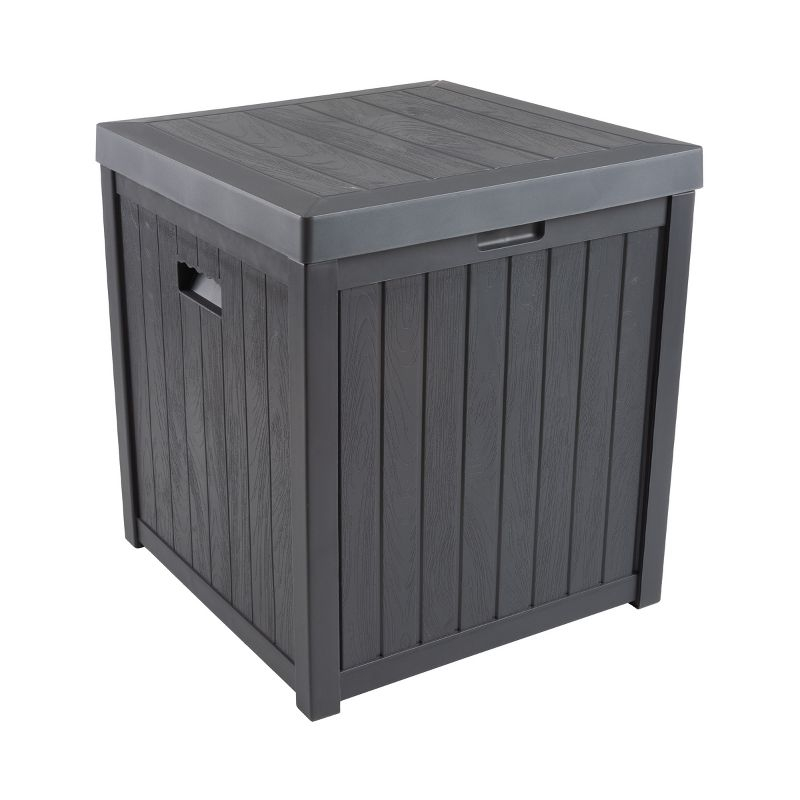 Storage Box - 50-Gallon Container for Patio Storage - Durable and Fade-Resistant Resin Deck Box - Outdoor Furniture by Pure Garden (Gray)
