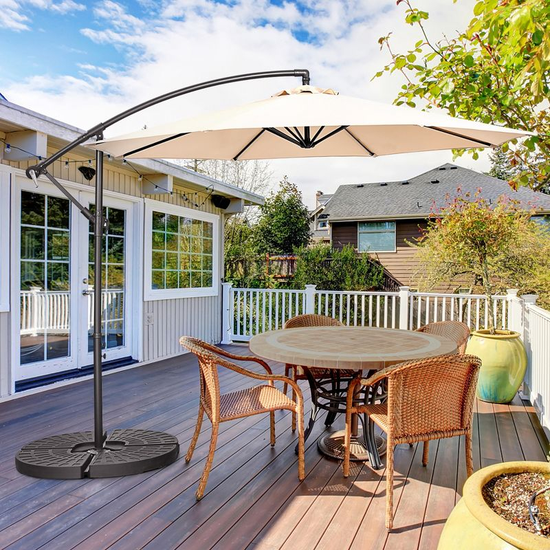 Costway  10 FT Patio Offset Umbrella w/8 Ribs Cross Base Tilt Beige