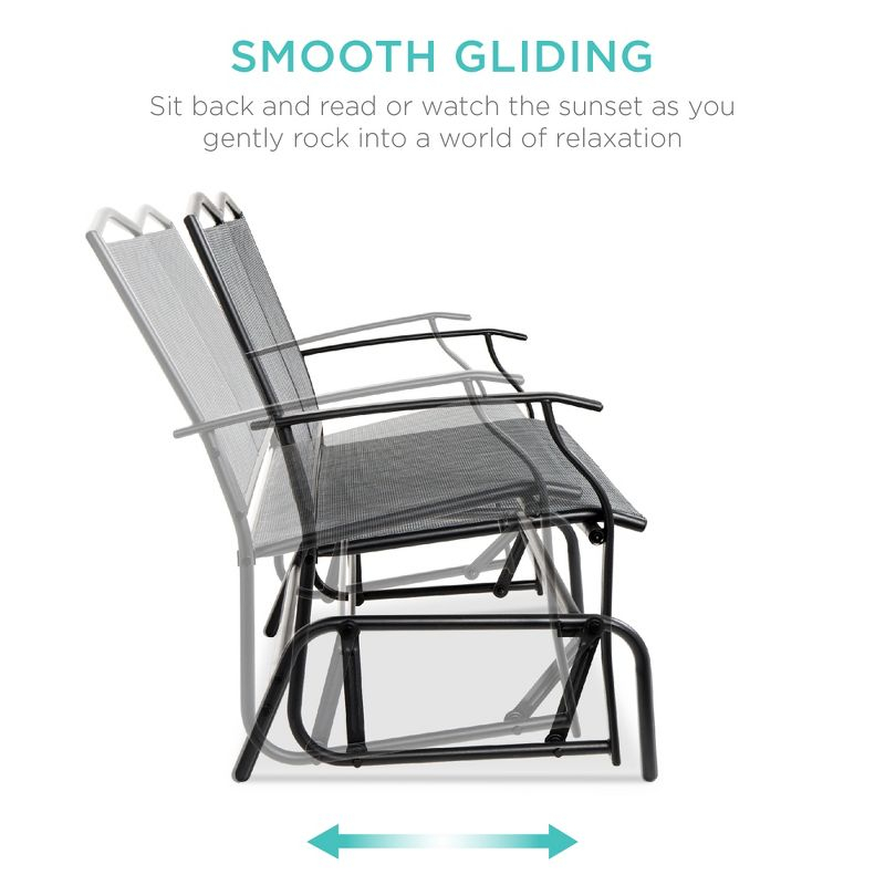 Best Choice Products 2-Person Outdoor Swing Glider, Steel Patio Loveseat, Bench Rocker w/ Armrests - Gray