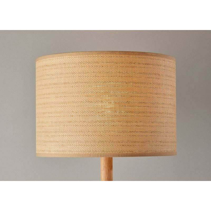 Ellis Floor Lamp Natural - Adesso: Rattan Shade, Wood Base, 3-Way Switch, UL Listed
