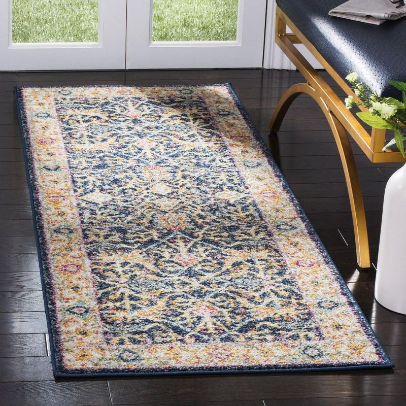 Madison MAD612 Power Loomed Indoor Runner Rug - Navy/Creme - 2'3"x10' - Safavieh.