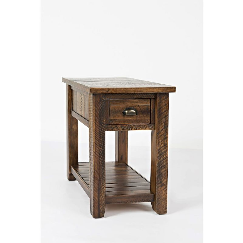 Jofran,Artisan's Craft Rustic Farmhouse Distressed Solid Wood Side Table- Gray Color