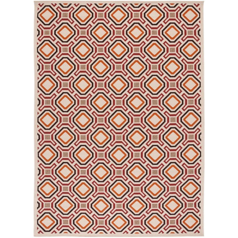 Veranda VER089 Power Loomed Indoor/Outdoor Area Rug - Creme/Red - 8'x11' - Safavieh