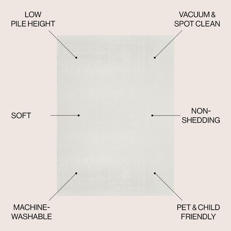 JONATHAN Y Twyla Classic Solid Low-Pile Machine-Washable Cream 4 ft. x 6 ft. Area Rug