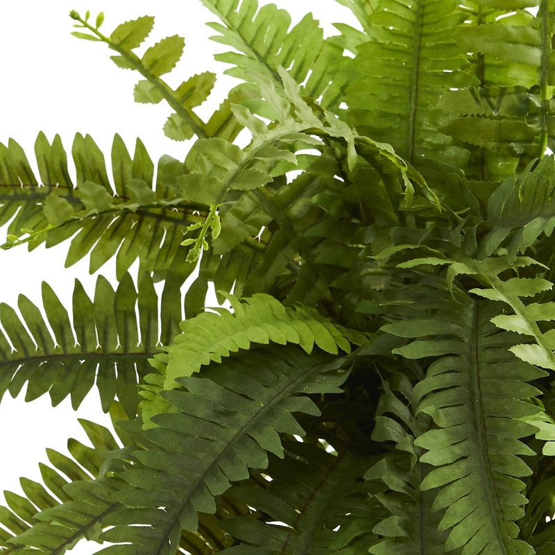 Nearly Natural 20" x 14" Artificial Boston Fern Plant in Decorative Planter Brown - Indoor Faux Foliage Display