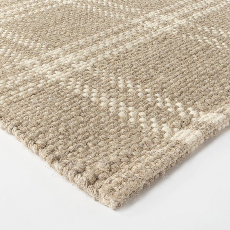 5'x7' Cottonwood Handwoven Plaid Wool/Cotton Area Rug Neutral - Threshold™ designed with Studio McGee: 5x7 Cream Flat Pile Rug