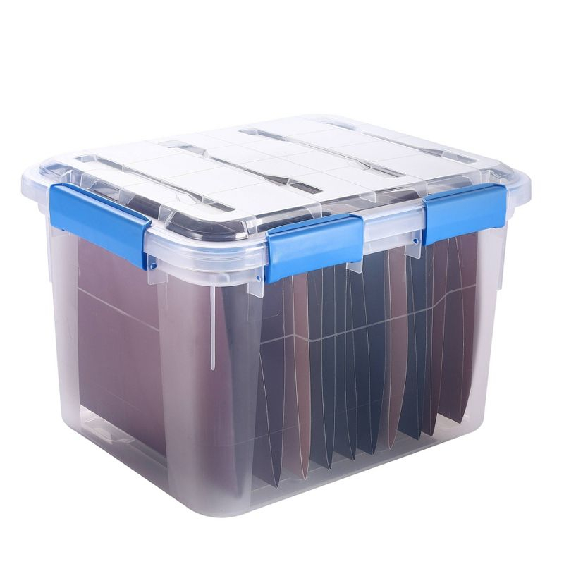 Ezy Storage 33.8qt IP67 Waterproof File Storage Box: Stackable, Clear Utility Bin for Documents & Tools