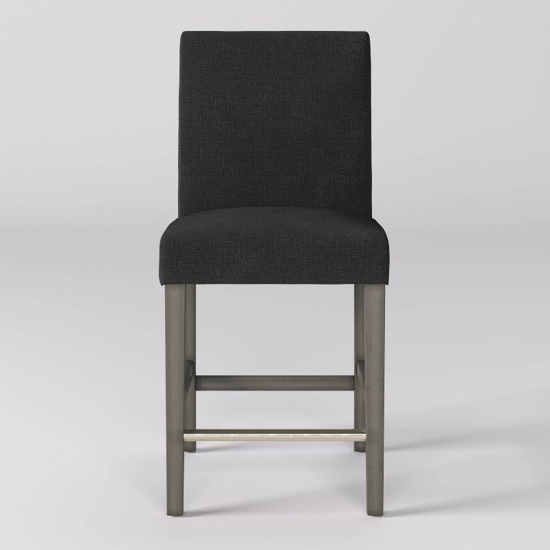 Laura Wooden Counter Height Barstool Dark Gray - CorLiving: Upholstered Parsons Style, Foam-Padded High Back