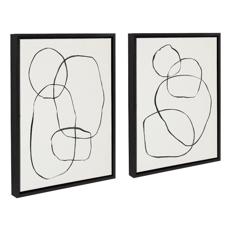 18" x 24" (Set of 2) Sylvie Modern Circles and Going in Circles by Framed Wall Canvas Set Black - Kate & Laurel All Things Decor