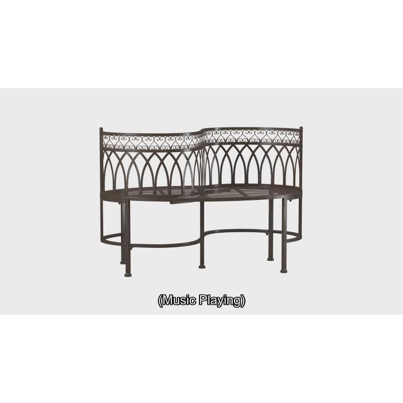Lara Kissing Bench - Outdoor - PAT5005 - Rustic Brown - Safavieh
