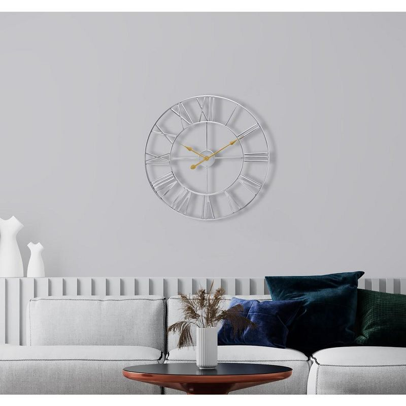 Sorbus Large Wall Clock for Living Room Decor - Roman Numeral Wall Clock for Kitchen - 16 inch Wall Clock Decorative (Silver)