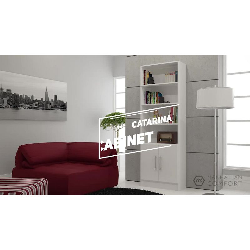 71.85" Catarina Cabinet White - Manhattan Comfort: Sleek Storage, 5 Shelves, Modern Design