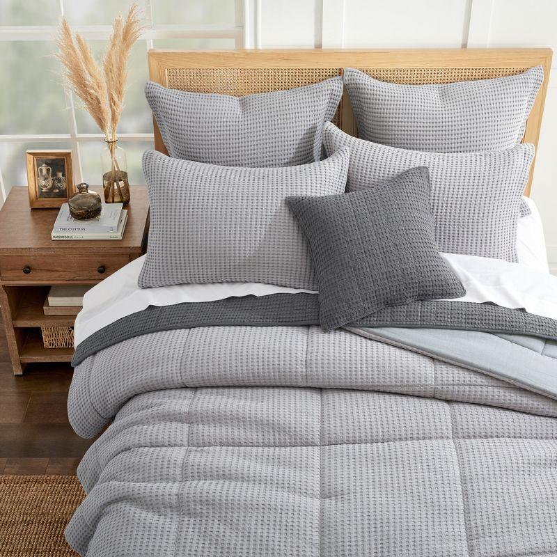 Mills Waffle Grey Pewter Full/Queen Comforter Set - Levtex Home