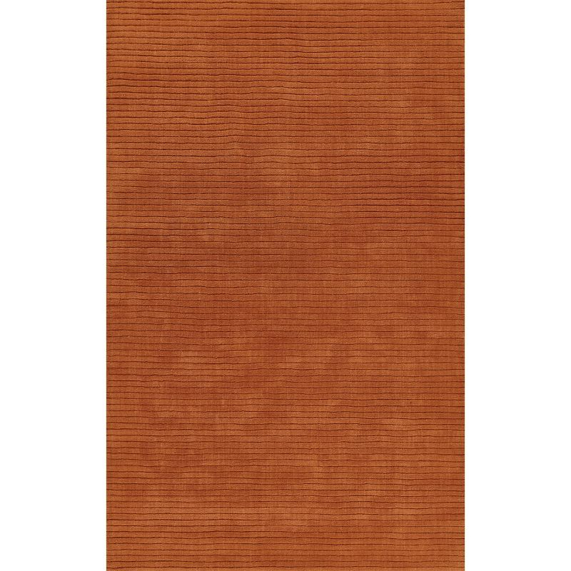 Momeni 5'x8' Asher Solid Handloomed Area Rug Rust: Wool, Medium Pile, Handmade, Indoor Use, Cotton Backing