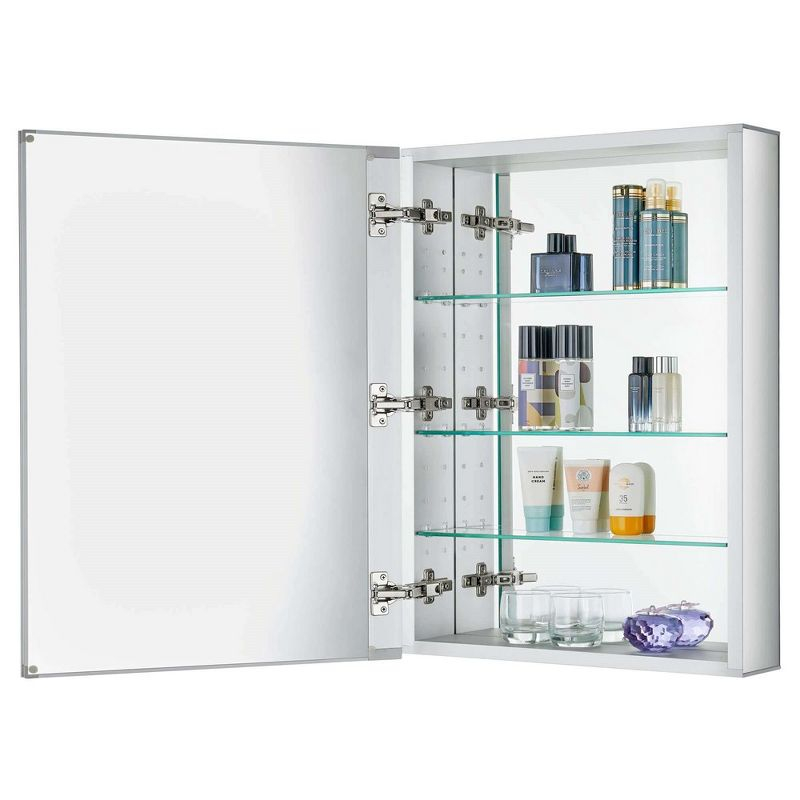 Bathroom Medicine Cabinet, Aluminum, Recessed/Surface Mount, Right/Left Hinged, Mirrored Interior - 24" x 30"