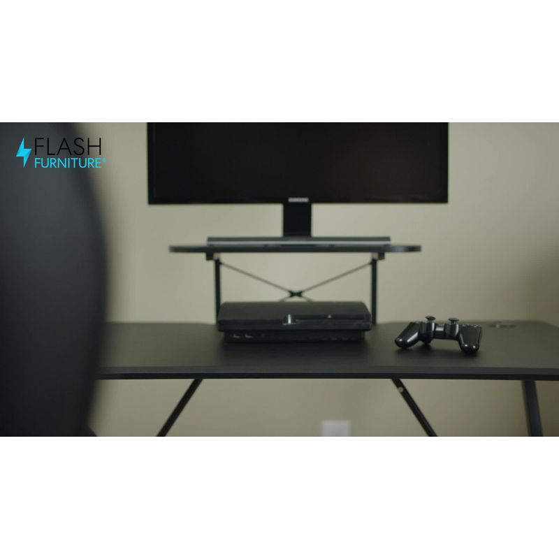 Flash Furniture Black Gaming Desk and Camouflage/Black Racing Chair Set with Cup Holder, Headphone Hook, and Monitor/Smartphone Stand