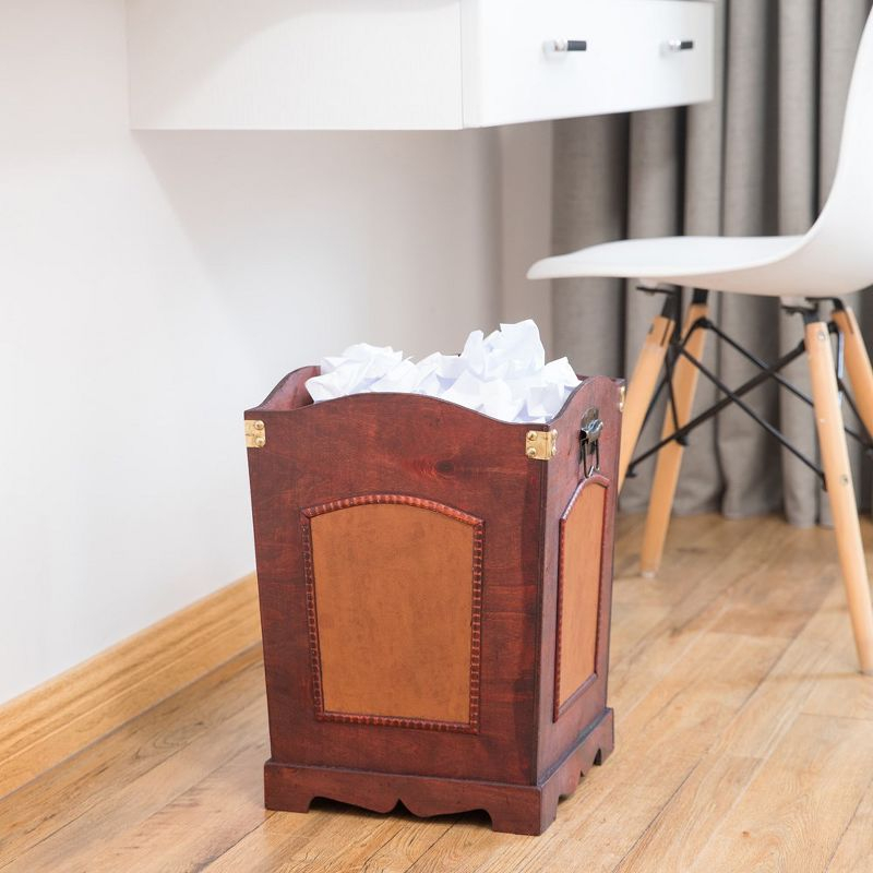 Vintiquewise Antique Wooden Waste Can - Bin with Handle