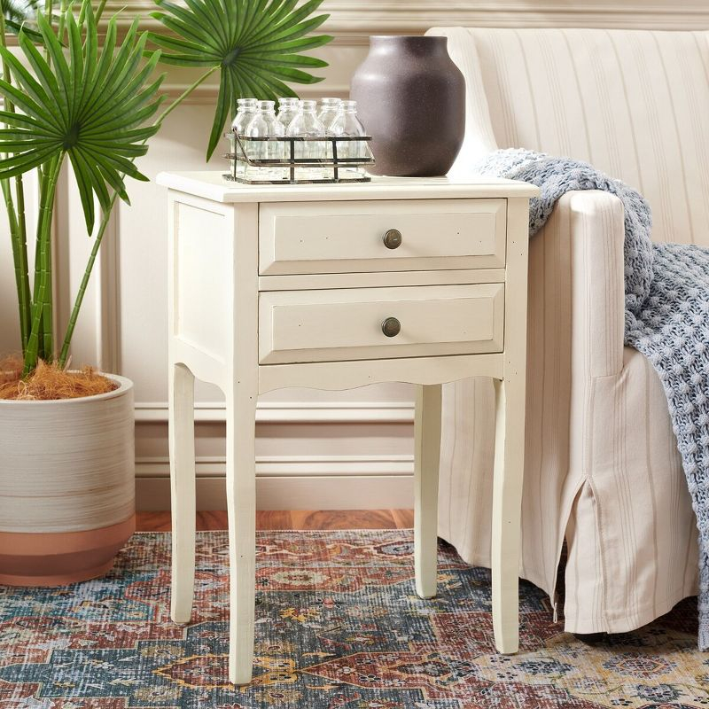 Opal 1 Drawer Accent Table - Distressed White - Safavieh.