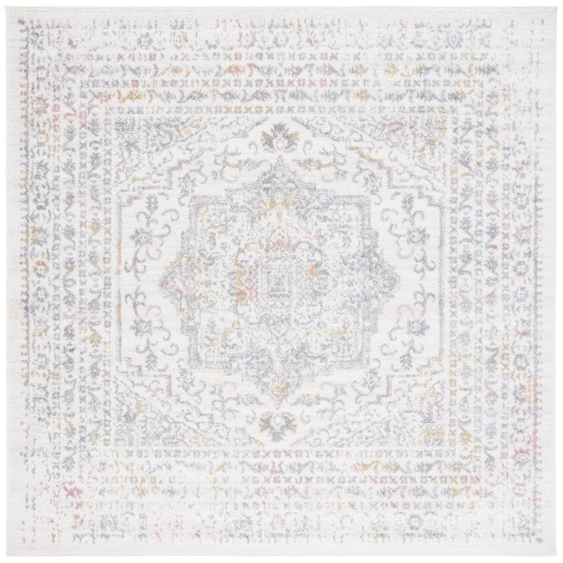 Layla LAY103 Power Loomed Area Rug - Ivory Grey/Pink - 6'7"x6'7" - Safavieh