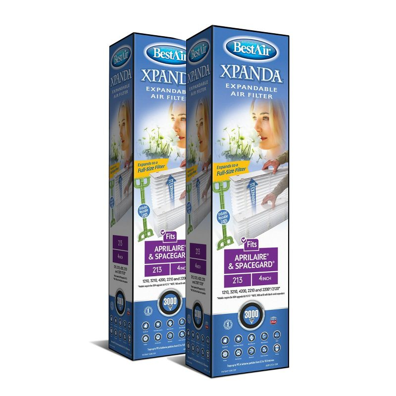 BestAir 2pk 25.5" x 4" Aprilaire & Spacegard Xpanda Replacement Air Furnace Filter MERV 13: EPA Certified, Captures Allergens