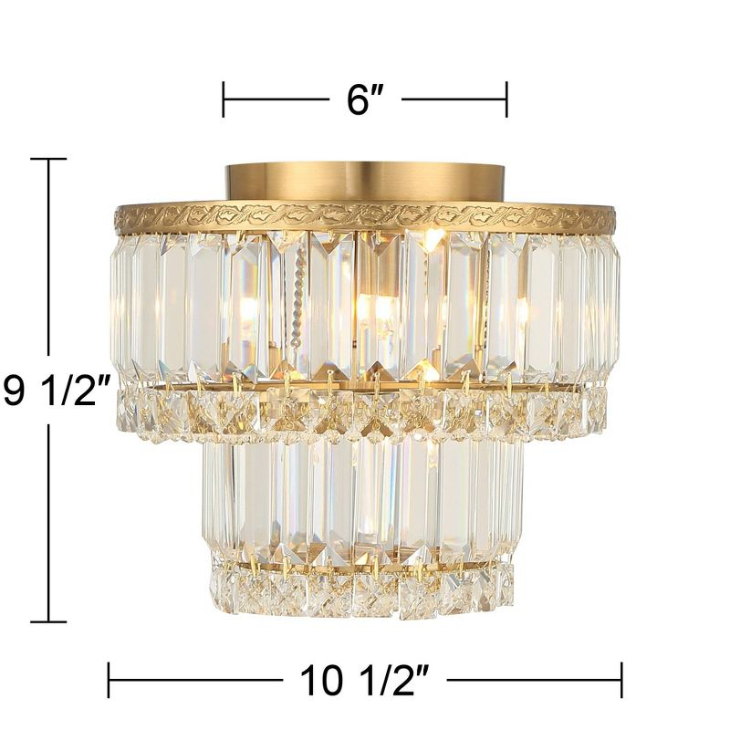 Vienna Full Spectrum Magnificence Modern Ceiling Light Flush Mount Fixture 10 1/2" Wide Soft Gold 3-Light LED Faceted Crystal for Bedroom Living Room