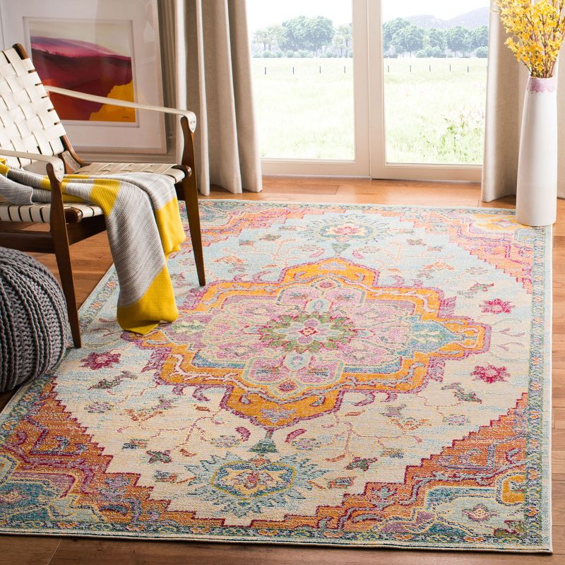 Crystal CRS501 Loomed Indoor Area Rug - Light Blue/Fuchsia - 5'x8' - Safavieh