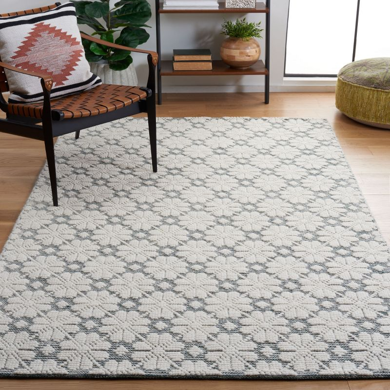 Vermont VRM303 Hand Woven Indoor Area Rug - Ivory/Green - 5'x8' - Safavieh