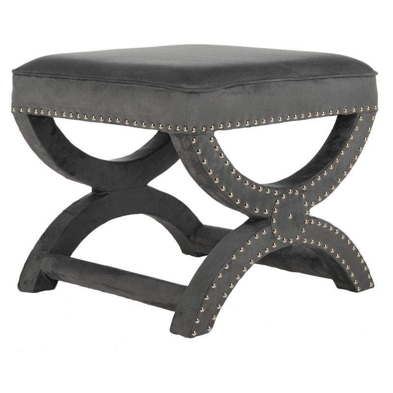 Mystic Ottoman with Silver Nail Heads - Grey - Safavieh