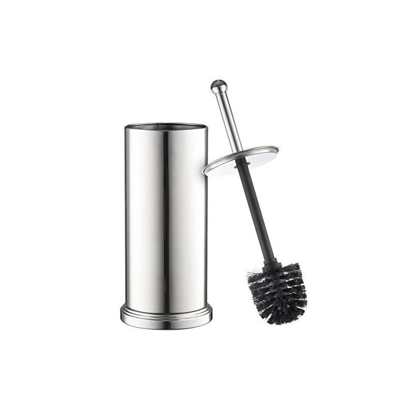Toilet Brush Set - Toilet Bowl Set in Chrome - Toilet Cleaning with Lid and Holder Bowl - Homeitusa