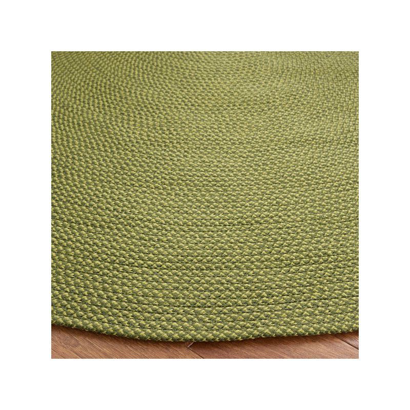 Braided BRD403 Hand Woven Area Rug - Olive/Green - 4' round - Safavieh.