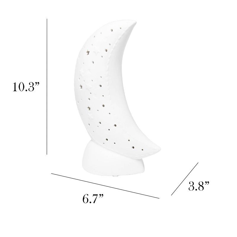 Porcelain Moon Shaped Table Lamp White - Simple Designs: Ceramic, ETL Listed, No Assembly Required