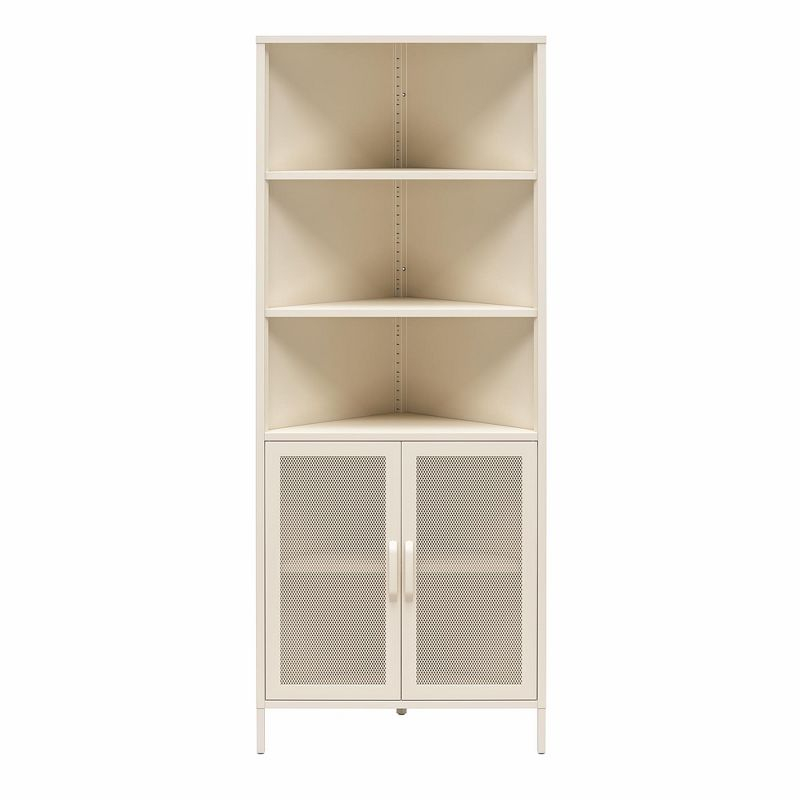 Novogratz Channing Corner Storage Cabinet with 2 Doors, Parchment