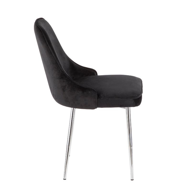 LumiSource Set of 2 Marcel Dining Chairs Black/Chrome: Velvet Upholstery, Metal Legs, No Assembly Required