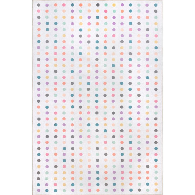 Nuloom Larissa Polka Dot 3x5 Machine Washable Accent Indoor Area Rug for Living Room Bedroom Dining Room Nursery Entryway Kitchen, Ivory/Multicolor