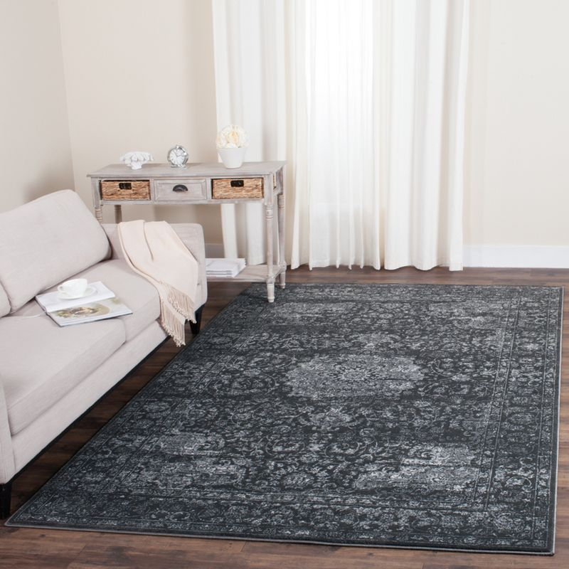 Carnegie CNG631 Power Loomed Area Rug - Dark Grey/Cream - 6'7"x9'2" - Safavieh.
