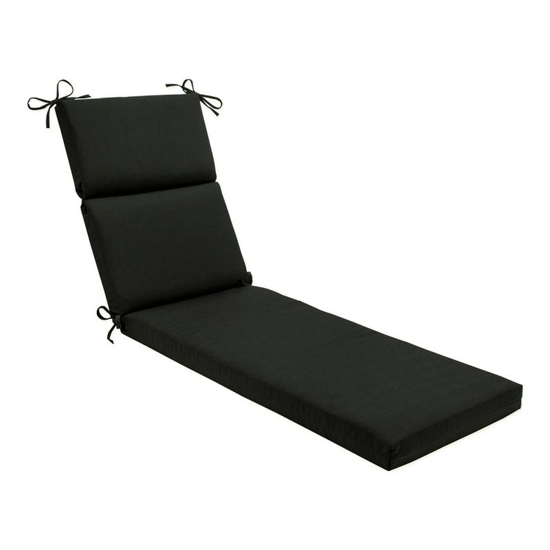 Pillow Perfect 72.5"x21" ECOM Canvas Outdoor Chair Cushion Black: UV & Weather-Resistant Patio Comfort