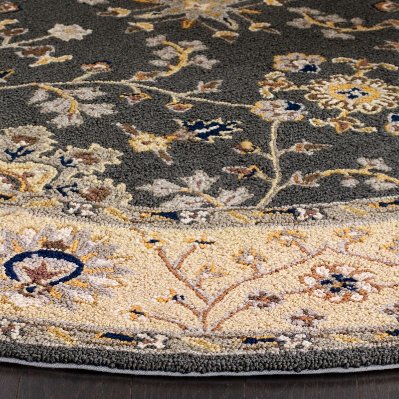 Easy Care EZC751 Hand Hooked Area Rug - Grey/Cream - 8' round - Safavieh.